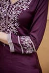 Shop_Seher Jaipur_Purple Muslin Silk Embroidery Floral V Neck Amara Kurta Set _Online_at_Aza_Fashions