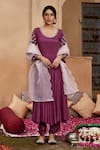 Buy_Seher Jaipur_Purple Muslin Silk Embroidery Floral Inaya Sleeve Anarkali Pant Set _at_Aza_Fashions