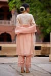 Shop_Seher Jaipur_Peach Muslin Silk Embroidery Floral Round Key Hole Venya Kurta Set _at_Aza_Fashions