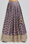 MeenaGurnam_Purple Blouse Russian Silk Woven Floral Square Neck Pattern Lehenga Set _Online_at_Aza_Fashions