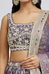 Shop_MeenaGurnam_Purple Blouse Russian Silk Woven Floral Square Neck Pattern Lehenga Set _Online_at_Aza_Fashions