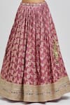 MeenaGurnam_Pink Blouse Russian Silk Woven Floral Square Flower Blossom Pattern Lehenga Set _Online_at_Aza_Fashions