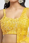Shop_Meenagurnam_Yellow Net Sequins, Mirrors Round Neck And Embroidered Lehenga Set _Online_at_Aza_Fashions