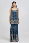 Meenagurnam_Blue Kurta And Sharara Georgette Embroidery Sequins Scoop Neck Set _Online_at_Aza_Fashions