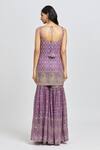Shop_Meenagurnam_Purple Kurta And Sharara Georgette Embroidery Sequins Scoop Quatrefoil Set _at_Aza_Fashions
