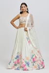 Buy_MeenaGurnam_Ivory Blouse And Dupatta Net Print Floral Sweetheart Neck Blossom Lehenga Set _at_Aza_Fashions