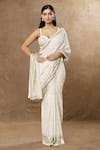 Buy_MeenaGurnam_Ivory Saree Georgette Embroidery Chikankari Sweetheart Neck Work With Blouse _Online_at_Aza_Fashions