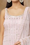 Buy_MeenaGurnam_Pink Kurta And Sharara Georgette Embroidery Sequins Miniature Flower Work Set _Online_at_Aza_Fashions