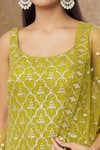 Buy Meenagurnam Green Georgette, Net Sequins, Zari, Quatrefoil Embroidered Kurta Sharara Set Online at Aza Fashions Buy_Meenagurnam_Green Georgette, Net Sequins, Zari, Quatrefoil Embroidered Kurta Sharara Set _Online_at_Aza_Fashions