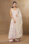 Buy_MeenaGurnam_Ivory Anarkali And Dupatta Georgette Embroidery Floral & Bird Palazzo Set _at_Aza_Fashions