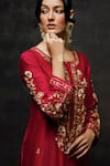 Anantaa by Roohi_Red Silk Chanderi Embroidery Zardozi Round Kurta And Pant Set For Women_at_Aza_Fashions