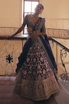 Buy_JAYANTI REDDY_Purple Banaras Silk Embroidered Floral Jaal Pattern Bridal Lehenga Set  _at_Aza_Fashions