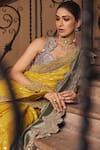 Shop_JAYANTI REDDY_Yellow Banaras Silk Embroidered Scalloped Border Saree With Blouse _at_Aza_Fashions