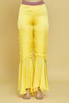 Buy_Khwaab by Sanjana Lakhani_Yellow Blouse And Pant Satin Georgette Plain Sequin Embellished Border Set 