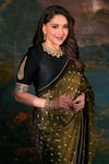 Buy_Masaba_Black Saree - Tissue Foil Print With Unstitched Blouse Piece For Women
