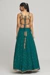 Shop_Samyukta Singhania_Green Organza Embellished Sequin V-neck Scatter Lehenga Set _at_Aza_Fashions