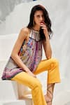 Shop_Bhanuni By Jyoti_Multi Color Viscose Printed Bead Halter Neck Esme Abstract Top _Online_at_Aza_Fashions