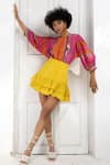 Buy_Bhanuni By Jyoti_Pink Viscose Printed Bead Crew Neck Emilia Peasant Top _at_Aza_Fashions