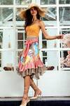 Buy_Bhanuni By Jyoti_Pink Viscose Printed And Embroidered Abstract & Camella Layered Skirt _Online_at_Aza_Fashions