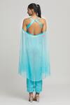 Shop_Samyukta Singhania_Blue Cape Organza Embellished Sequin Jumpsuit Round Placed Crystal With _at_Aza_Fashions