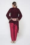 Shop_Wazir C_Maroon Velvet Embroidery Kashmiri Golden Tilla Round Tunic With Pant _at_Aza_Fashions