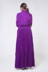 Shop_Wazir C_Purple Velvet Embroidery Kashmiri Golden Tilla Shirt With Skirt _at_Aza_Fashions