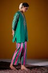 Buy_Vashisht Guru Dutt_Green Handloom Chanderi Printed Floral Embroidered Tunic And Pant Set  _Online_at_Aza_Fashions