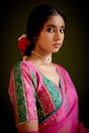 Buy_Vashisht Guru Dutt_Pink Handloom Chanderi Organza Block Embroidered Saree With Blouse _Online_at_Aza_Fashions