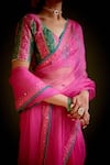 Shop_Vashisht Guru Dutt_Pink Handloom Chanderi Organza Block Embroidered Saree With Blouse _Online_at_Aza_Fashions