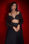 Shloka Khialani_Black Georgette Embroidered Alessa Frilled Hem Lehenga Blouse Set  _Online_at_Aza_Fashions