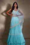 Buy_Shloka Khialani_Blue Georgette Embellished Ania Draped Lehenga Saree With Blouse  _at_Aza_Fashions