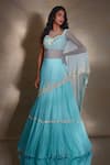 Buy_Shloka Khialani_Blue Georgette Embellished Ania Draped Lehenga Saree With Blouse  _Online_at_Aza_Fashions