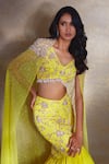 Shloka Khialani_Yellow Georgette Embroidered Pearl Ariel Sheer Mermaid Skirt Set _Online_at_Aza_Fashions