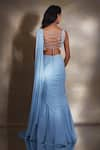 Shop_Shloka Khialani_Blue Georgette Rome Pre-draped Saree With Embroidered Blouse  _at_Aza_Fashions