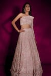 Buy_Shloka Khialani_Pink Organza Embellished Venus Camellia Embroidered Bridal Lehenga Set  _Online_at_Aza_Fashions