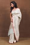 Pinki Sinha_Green Pure Silk Handwoven Blossom Banarasi Saree_Online_at_Aza_Fashions