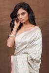 Buy_Pinki Sinha_Green Pure Silk Handwoven Blossom Banarasi Saree_Online_at_Aza_Fashions
