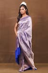 Buy_Pinki Sinha_Blue Pure Silk Handwoven Gul Banarasi Saree _at_Aza_Fashions