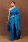 Buy_Pinki Sinha_Blue Silk Handwoven Mosaic Quad Banarasi Saree For Women_at_Aza_Fashions