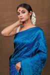 Buy_Pinki Sinha_Blue Silk Handwoven Mosaic Quad Banarasi Saree For Women_Online_at_Aza_Fashions