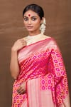 Buy_Pinki Sinha_Pink Silk Handwoven Crest Banarasi Saree_Online_at_Aza_Fashions