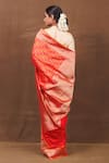 Shop_Pinki Sinha_Red Pure Silk Handwoven Vine Jaal Banarasi Saree _at_Aza_Fashions