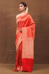 Pinki Sinha_Red Pure Silk Handwoven Vine Jaal Banarasi Saree _Online_at_Aza_Fashions