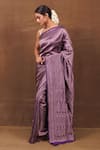 VISHWA BY PINKI SINHA_Purple Pure Silk Handwoven Mughal Bahar Banarasi Saree _Online_at_Aza_Fashions