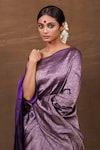 Buy_Pinki Sinha_Purple Pure Silk Handwoven Mughal Bahar Banarasi Saree_Online_at_Aza_Fashions