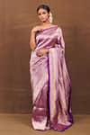 Buy_Pinki Sinha_Purple Pure Silk Handwoven Florence Banarasi Saree_at_Aza_Fashions