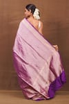 Shop_Pinki Sinha_Purple Pure Silk Handwoven Florence Banarasi Saree_at_Aza_Fashions