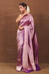 Pinki Sinha_Purple Pure Silk Handwoven Florence Banarasi Saree_Online_at_Aza_Fashions