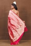 Shop_Pinki Sinha_Pink Pure Silk Handwoven Clover Bloom Banarasi Saree_at_Aza_Fashions