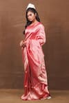 Pinki Sinha_Pink Pure Silk Handwoven Clover Bloom Banarasi Saree_Online_at_Aza_Fashions